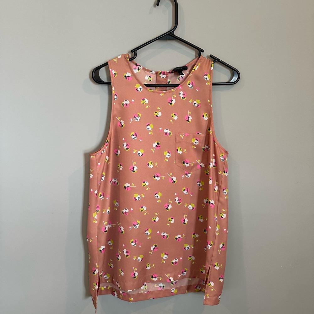 J. Crew Pink Tank Top with Whimsical Print